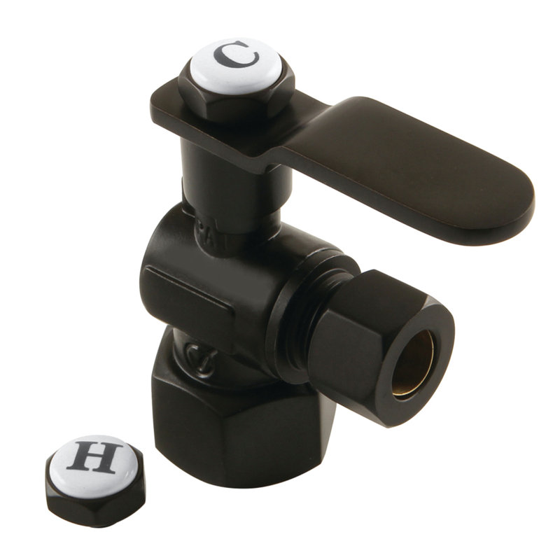 Kingston Brass Whitaker 1/2-Inch FIP x 3/8-Inch OD Comp Quarter-Turn Angle Stop Valve, Matte Black