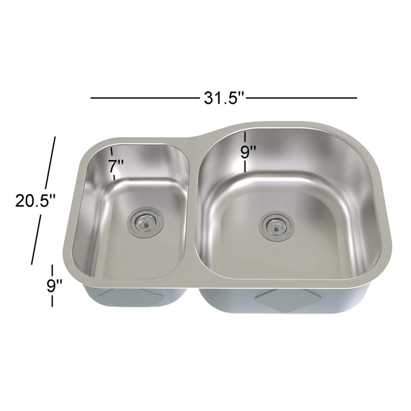31.5'' L Double Bowl Stainless Steel Kitchen Sink