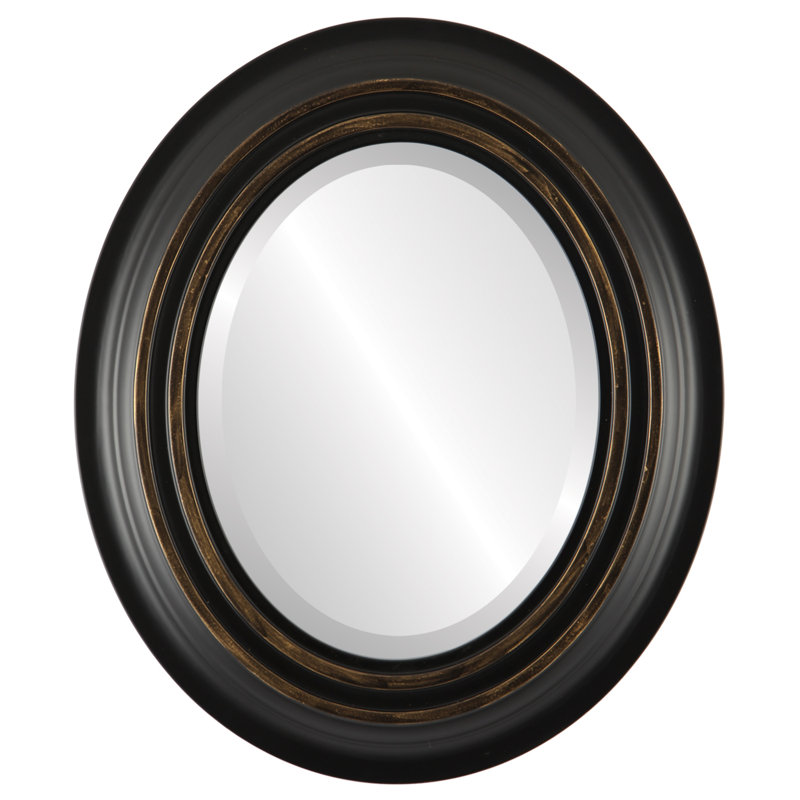 Pinter Wood Flat Wall Mirror, 22" x 18", Black/Gold