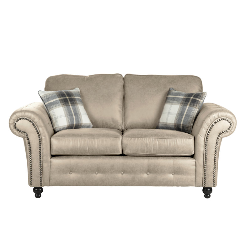 Bodnar 2 Seater Faux Leather Loveseat , Beige