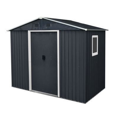 8X4 Ft Outdoor Metal Storage Shed With Window For Patio Furniture,Black