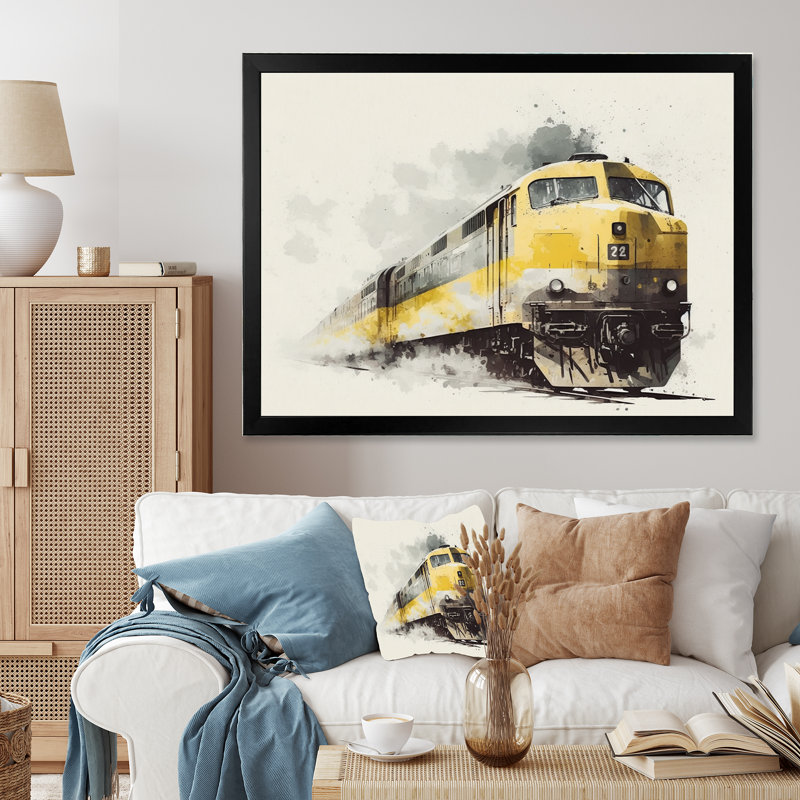 Rythme du train I - train de transport, art mural, salon, Cadre photo noir, L 20 po x H 12 po
