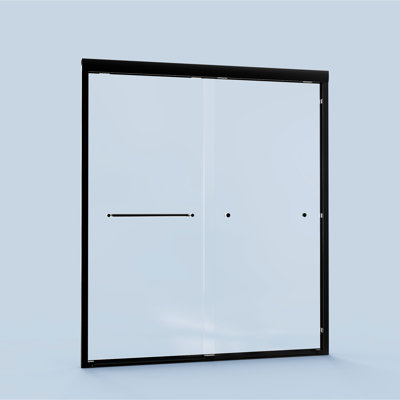 Porte de douche semi-noire matte, l 56 po à 60 po x H 72 po, verre de 1/4 po d'épaisseur, élément de salle de bain H 72 po à l 56 po, l 6 mm, cloison étanche noire