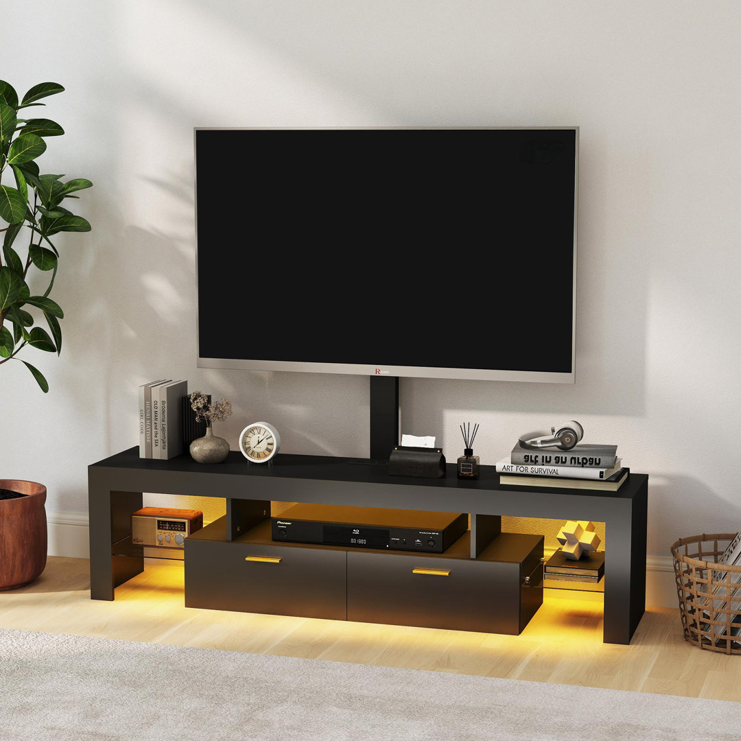Modern TV Stand with Mount,Television Stands with Led Light for 70 75 Inch TVs Wrought Studio™ 