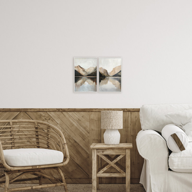 Ensemble de giclée encadrée rustique 2 pièces, H 18 po x l 12 po, Estampe numérique encadrée blanc bord de mer