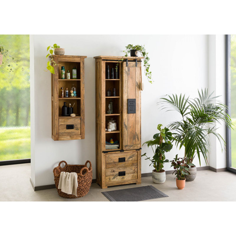 1 Door Wardrobe, Natural Varnish