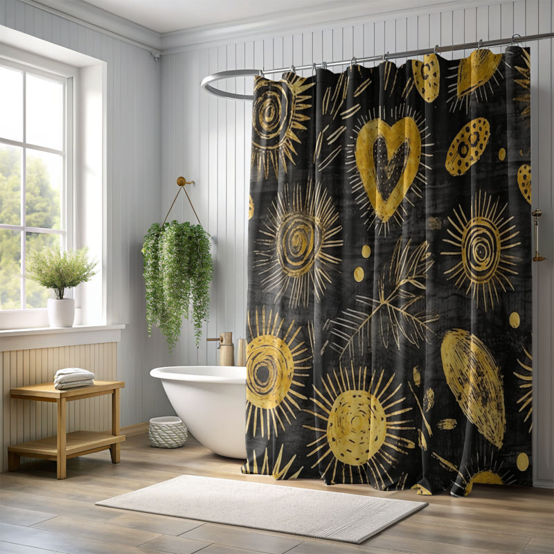 Heart of Gold - Rideau de douche Premium, H 74 po x l 71 po