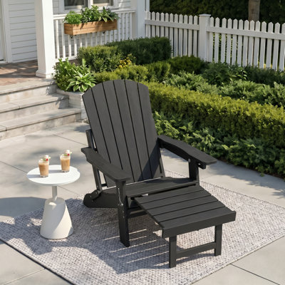  HDPE Outdoor Folding Adirondack Rocking Chair With Retractable Ottoman