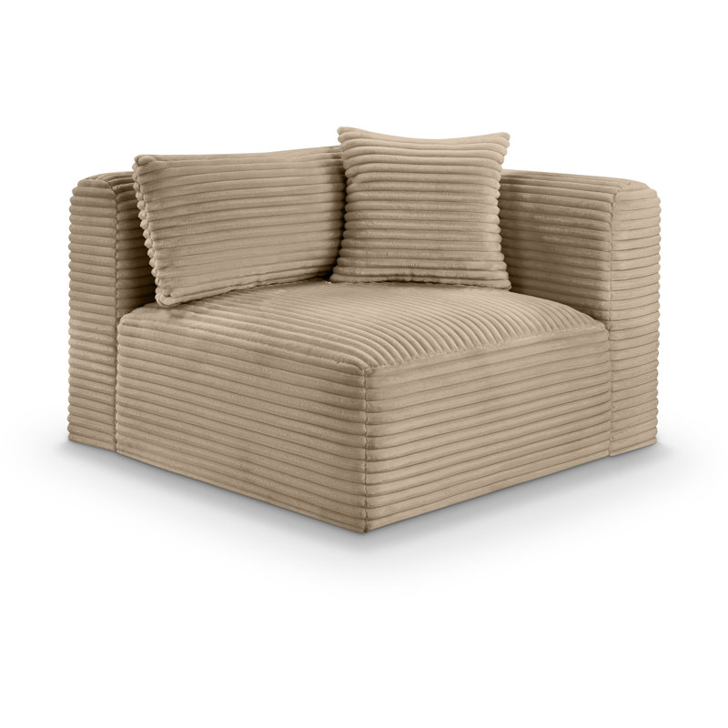 Fauteuil d'angle Carmean, Tissu velours côtelé taupe