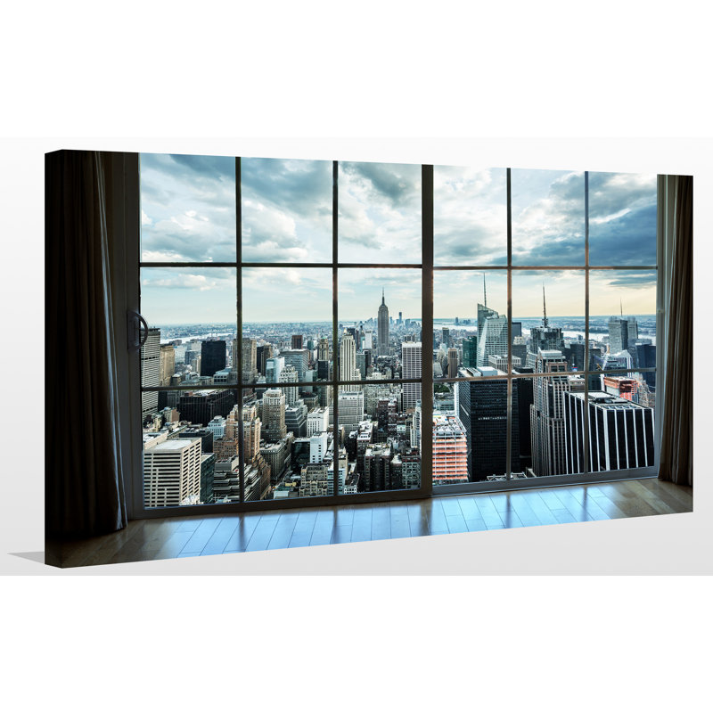 « new york window », reproduction de photo sur toile tendue, H 36 po x l 60 po x P 1,5 po