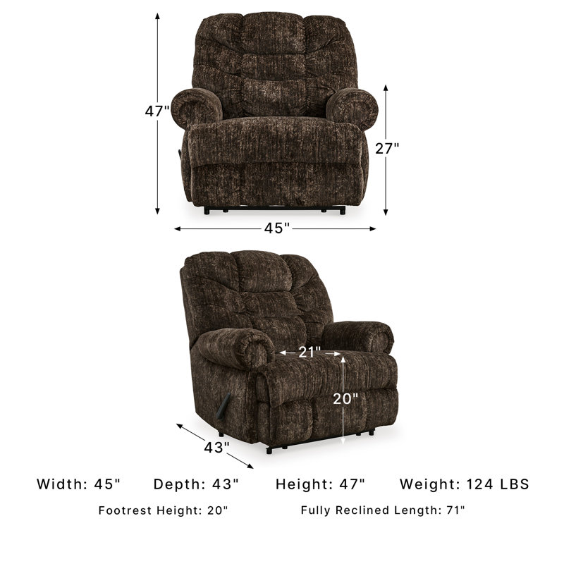 Fauteuil inclinable mural Geovanna Zero, Velours brun