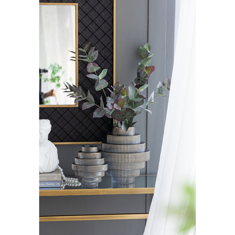 Vase géométrique à plusieurs niveaux, H 6,7 po x l 5,9 po x P 5,9 po, Gris, Set of 2