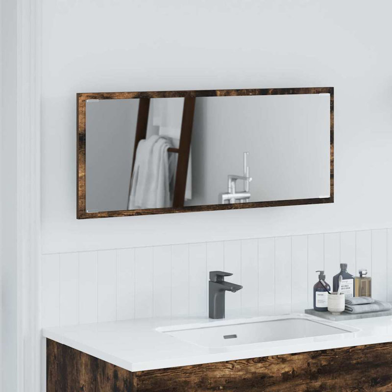 LED Bathroom Mirror Engineered Wood Washroom Wall Mirror Multi Colours, Smoked Oak