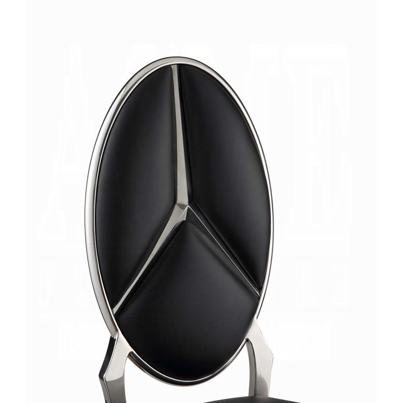 Black Faux Leather Upholstered Side Chair with Metal Frame