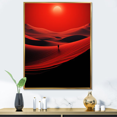 «Man Solitude In Red Arid Desert II» - art mural désert