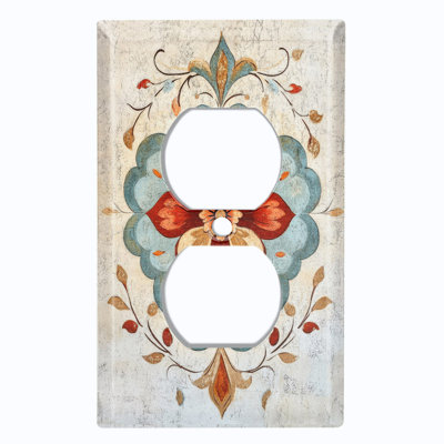 Couvercle de plaque d'interrupteur en métal; US Gang de taille standard - Motif damassé floral
