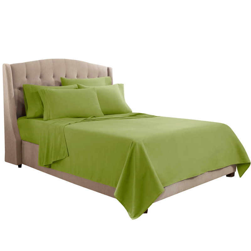 Microfiber Sheet Set, Calla Green, King Sheet Set + 1 Fitted Sheet + 4 Pillowcases