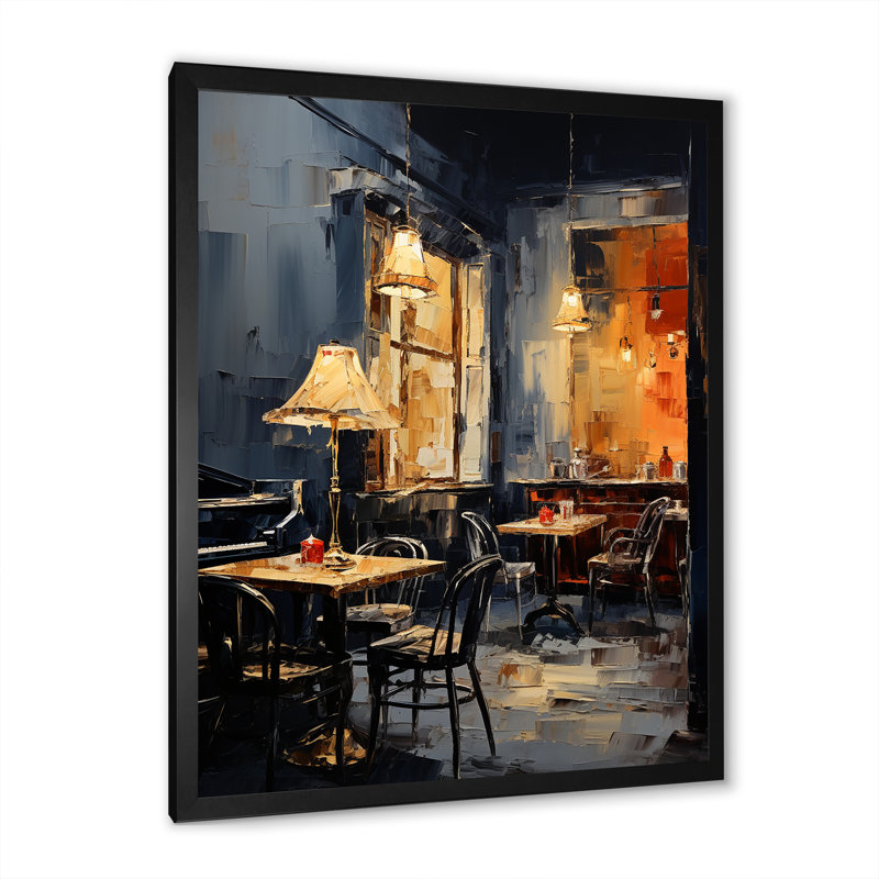 Yellow Jazz Cafe Melody 1 - musique Jazz, art mural, Cadre photo noir simple, H 32 po x l 24 po x P 1 po