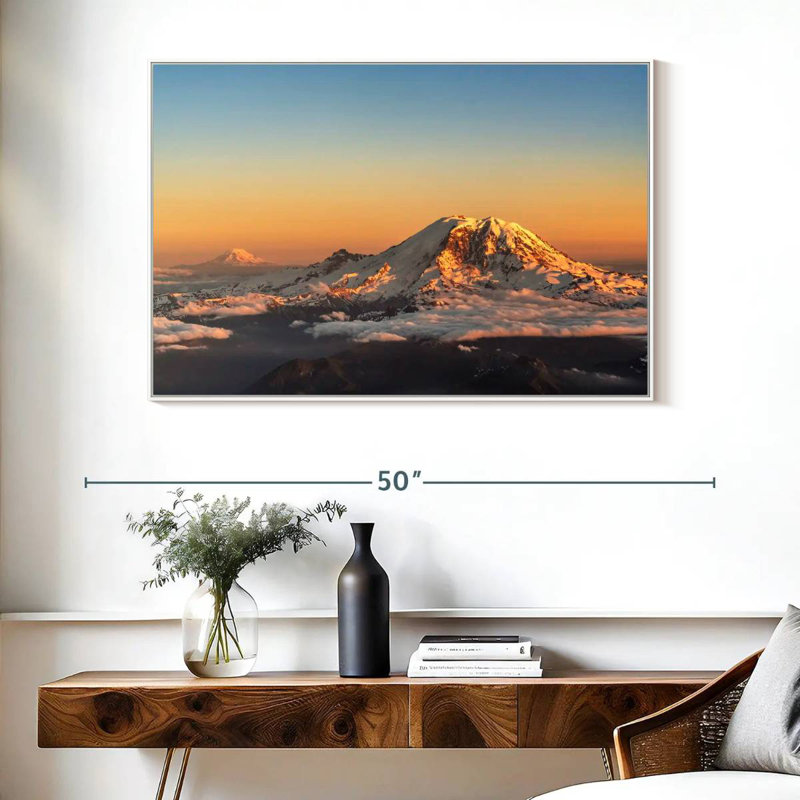 Winter Cascade Range, Floating Frame White, 40" X 27"
