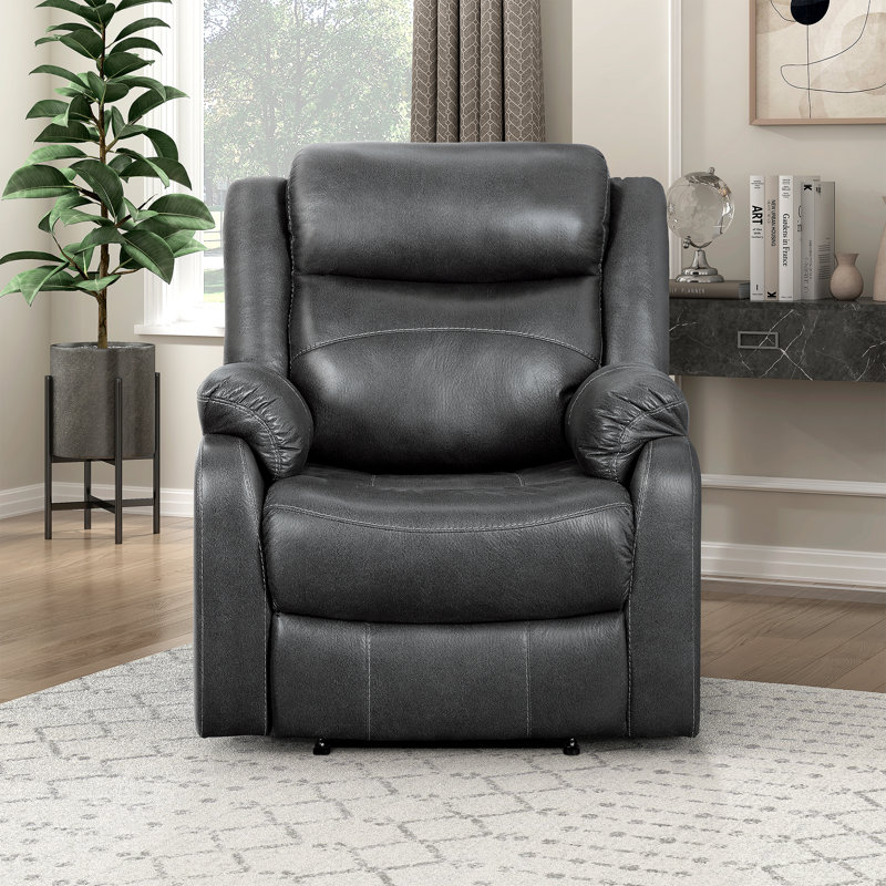 Fauteuil inclinable traditionnel 35 po en microfibre Karston, Microfibre/microsuède gris