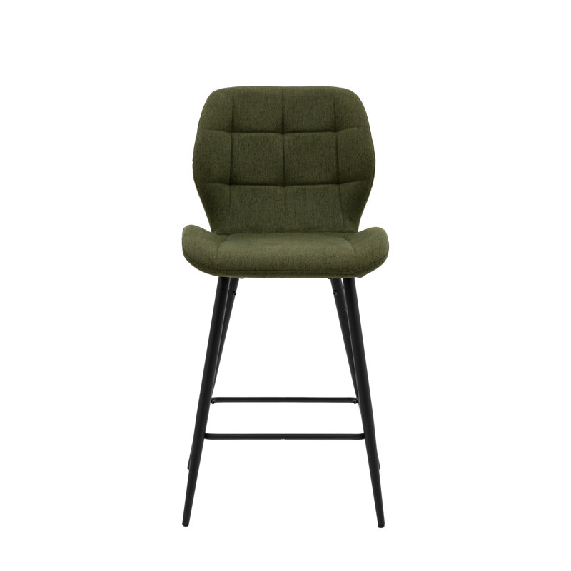 Skopelos Upholstered Counter Stool with Metal Frame, Green