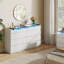 Commode 8 tiroirs avec plateau en verre, commode blanche l 47,2 po avec lumières DEL