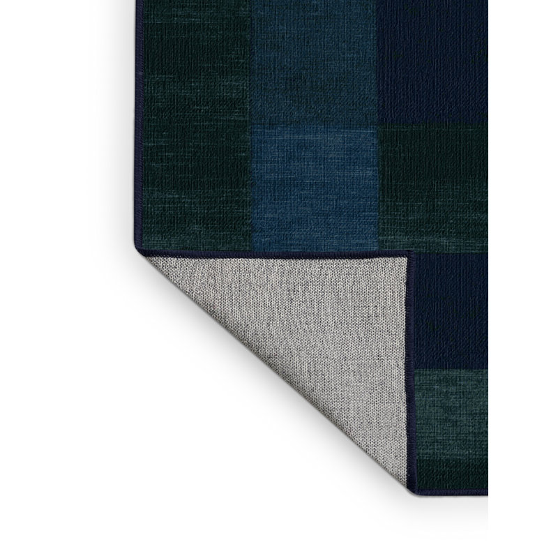 Tapis bleu à carreaux lavable à la machine, Tapis de couloir 2 pi x 4 pi