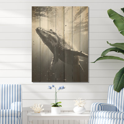 Baleine noire et blanche II - baleine sur bois
