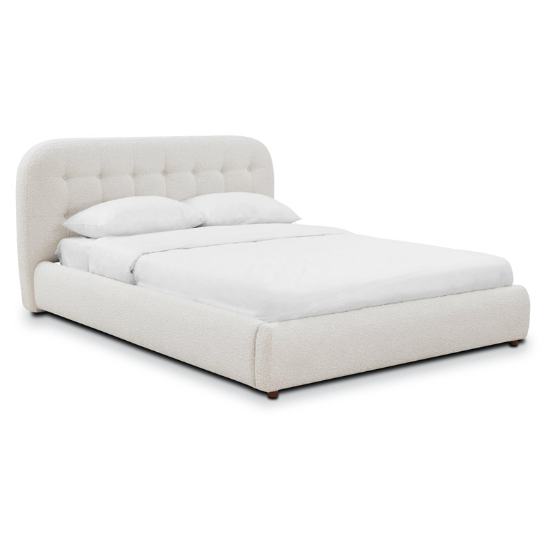 Ares Queen Bed in Froth White Boucle