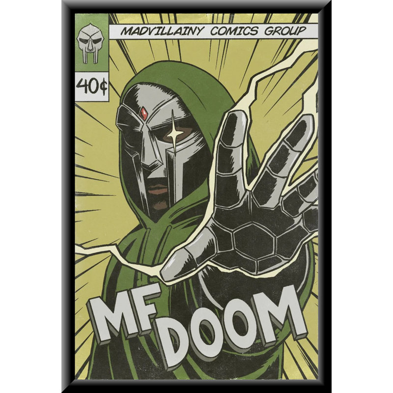 MF Doom - Madvillainy Comics - 24 x 36 po - Affiche d'art encadrée en bois d'ingénierie avec verre plexi