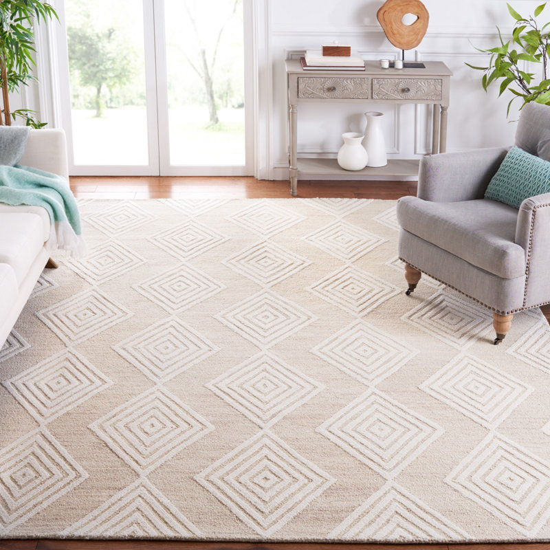 Debron Hand Tufted Wool Geometric Rug, Rectangle 8' x 10'