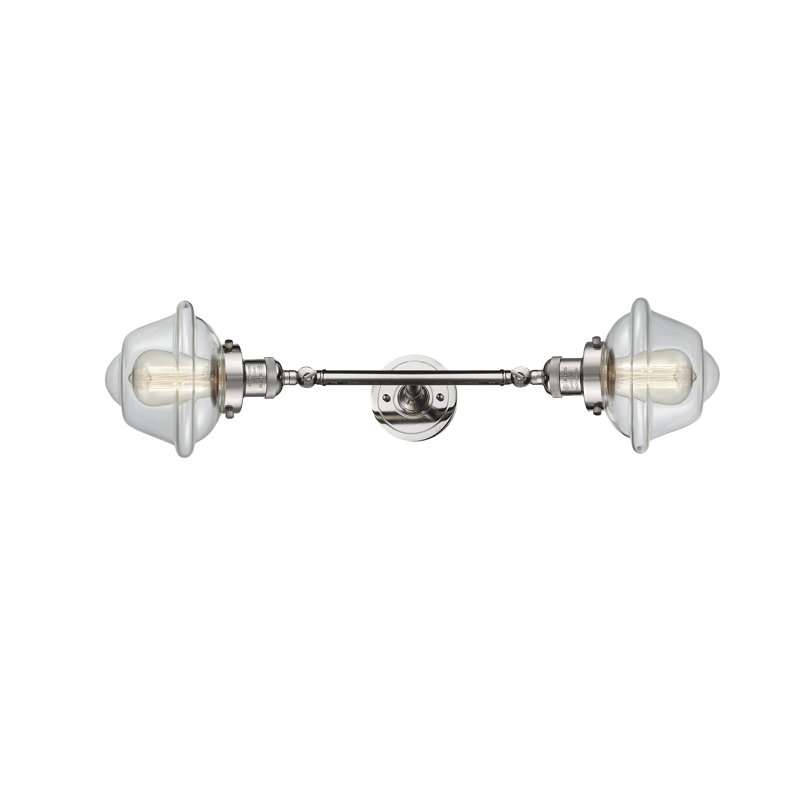 Éclairage pour meuble-lavabo à intensité variable 2 lumières Latta, Laiton antique, Incandescent, Transparent