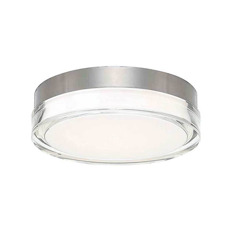 Pi LED Dimmable Round Flush Mount, 3500K, 2.5" H x 9" W x 9" D, Stainless Steel