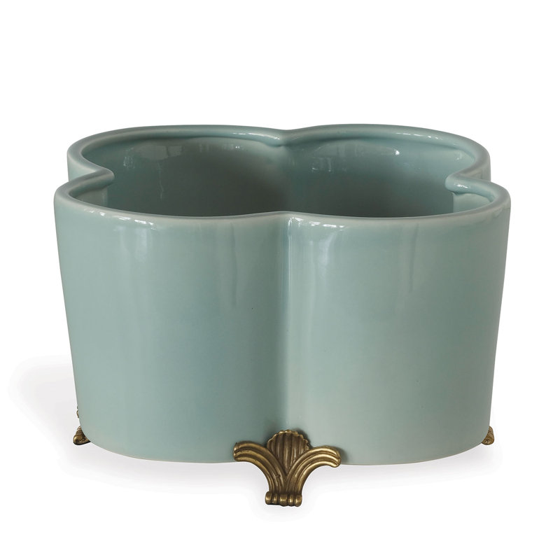 Pot de fleurs en porcelaine Quatrefoil, Céladon