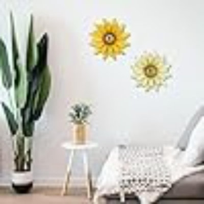 Sunflower Decor 2 PCS 11" Metal Flower Wall Decor For Indoor Outdoor, Sunflower Kitchen Decor Floral Metal Wall Art, Sunflower Wall Decor For Bathroom, Living Room, Porch, Garden, Yard