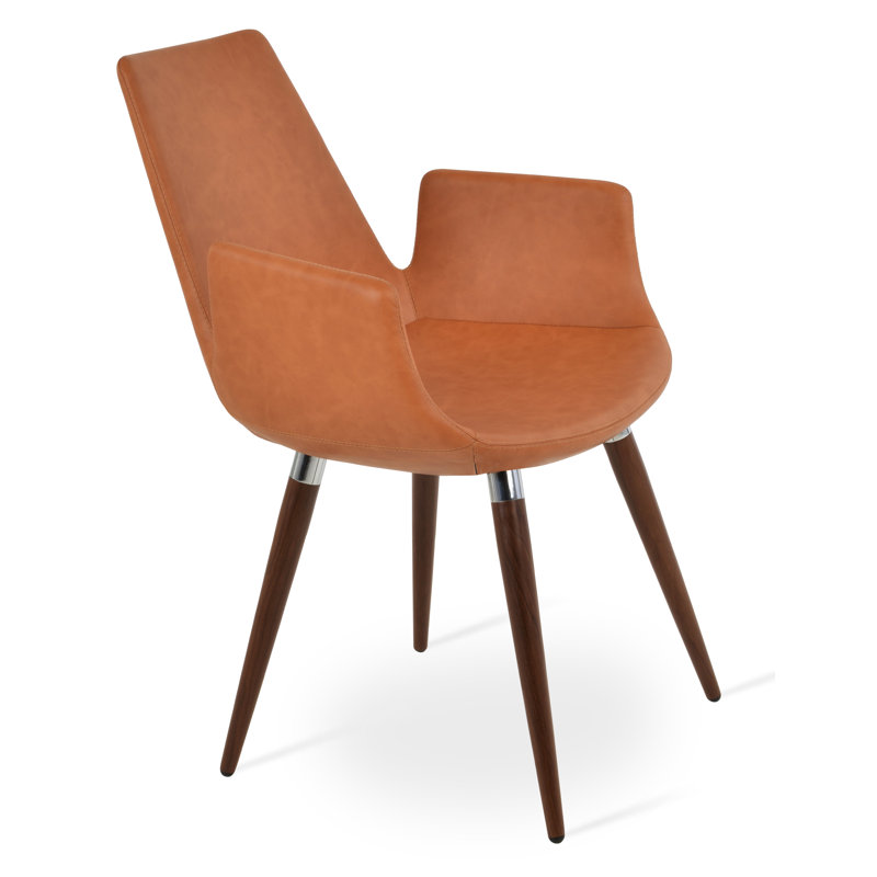 Eiffel 17.5'' H Upholstered Armchair, Caramel, Walnut
