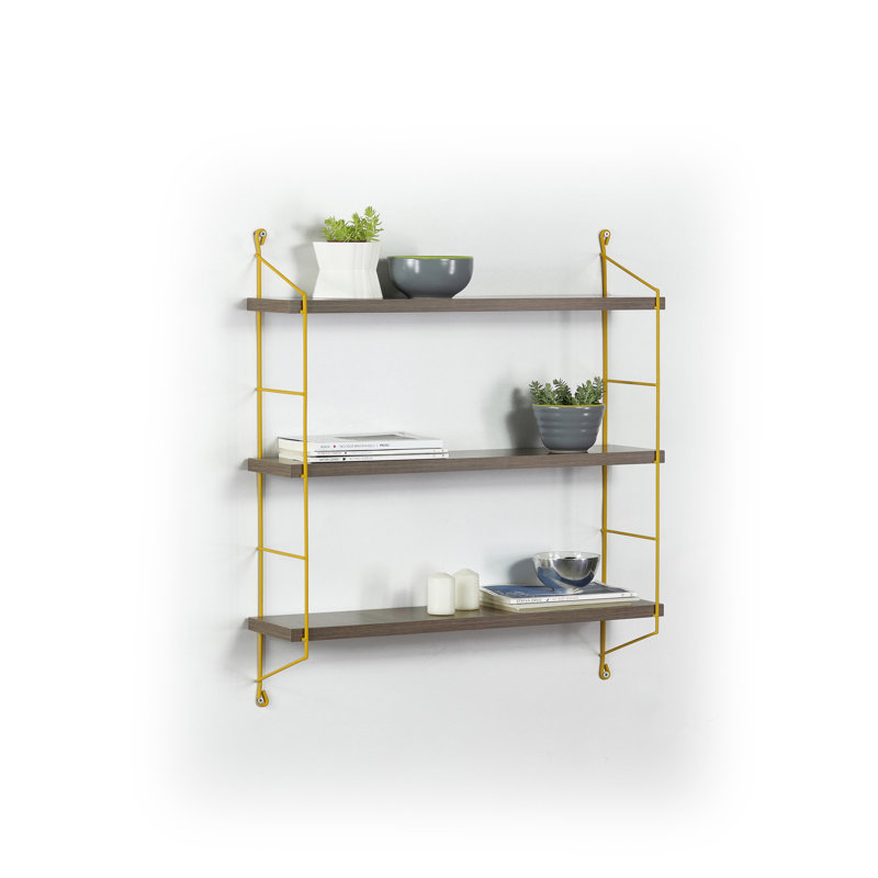 Triple Shelf, Walnut/Yellow
