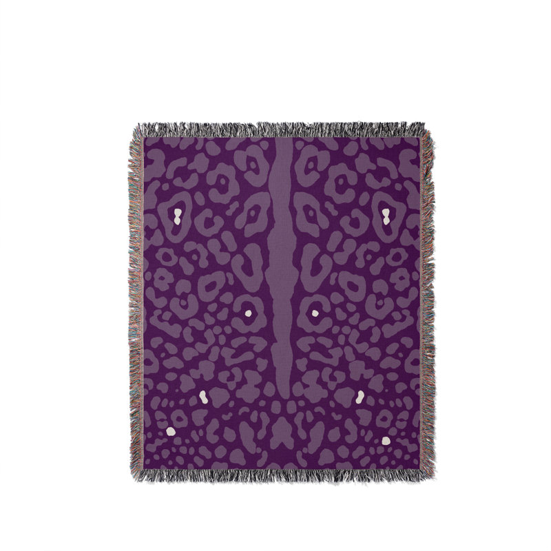 Jeté en coton Cheetah, Violet, 60 po x 80 po