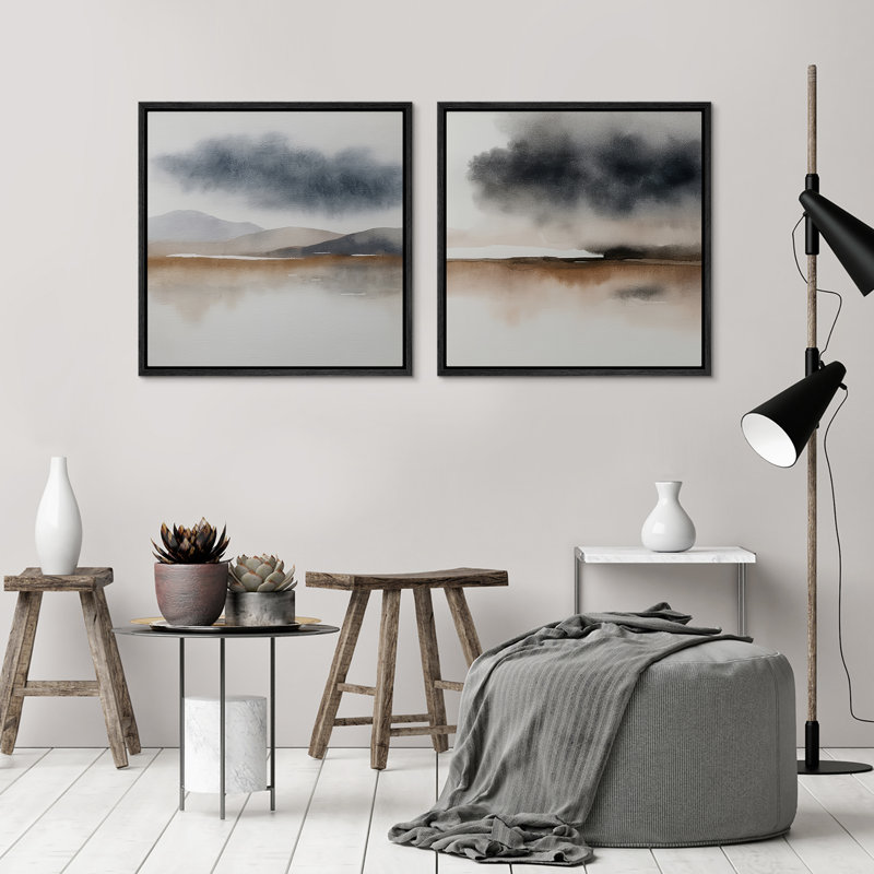 Art mural encadré abstrait rétro antique classique pour chambre à coucher, H 24 po x l 48 po, Noir