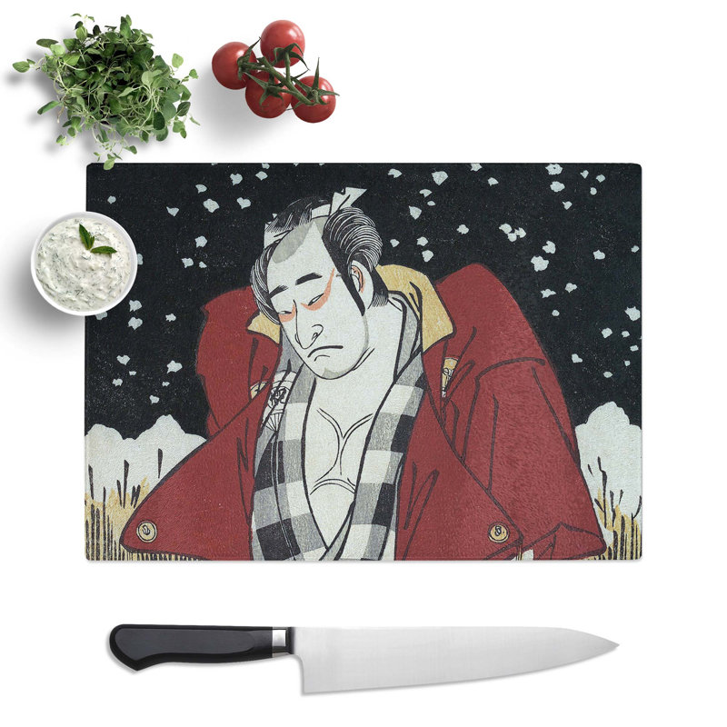 Tempered Glass Man with a Sword by Katsukawa Shunko Chopping Board, 28.5 cm x 20 cm
