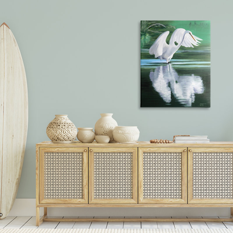 Egret Flapping Wings Canvas Wall Art by D. Rust, 48" H x 36" W