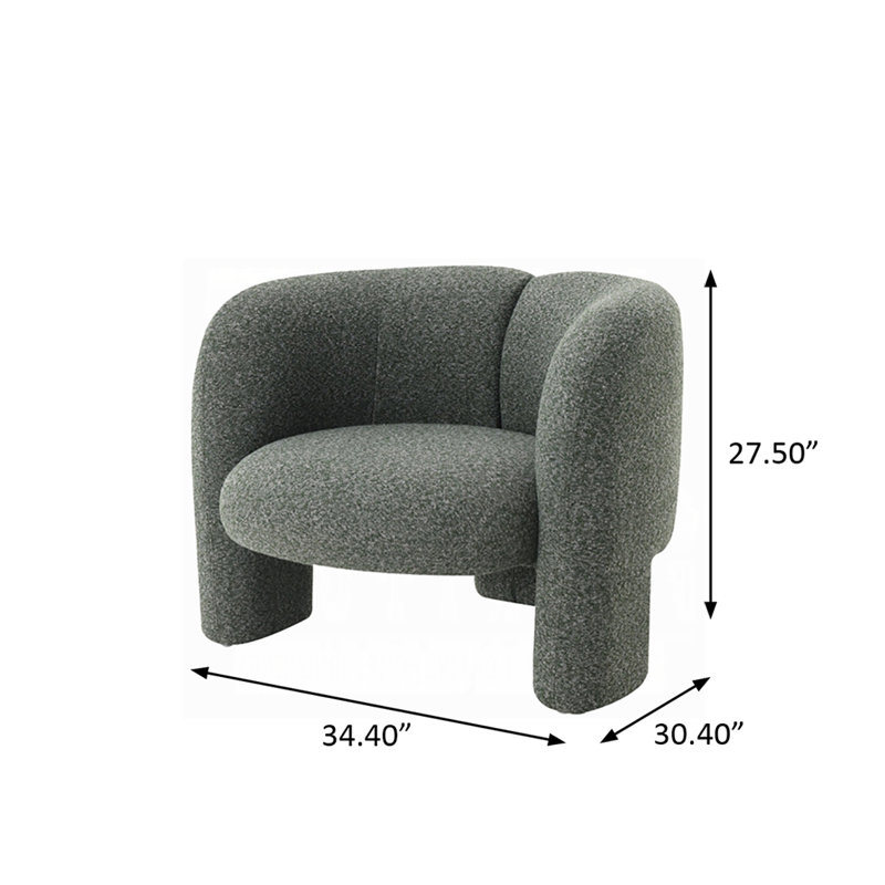 Fauteuil d'appoint l 34,40 po, tweed vert