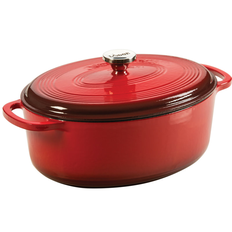 Cocotte ovale en fonte Lodge, Rouge