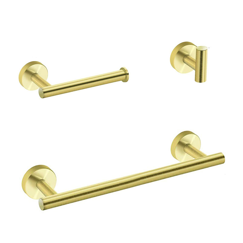 3 Bathroom Hardware In Brushed Gold - Contemporary Style. Guards Scratches And Rust. For Organization. Effortless Installation Procedure Accessory Modern Smooth Edges . Material Resists Corrosion.
