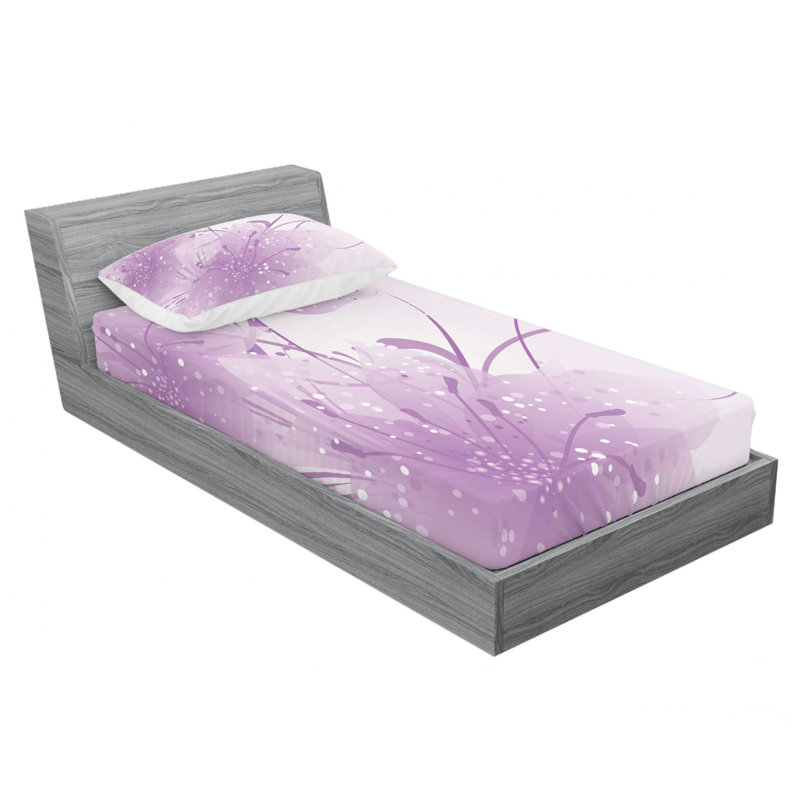 Microfiber Floral Sheet Set, Twin Sheet Set with Fitted Sheet