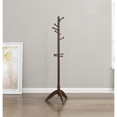 Coat Rack Solid Wood, 11 Hooks Coat Hanger Stand