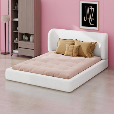 Stylish Upholstered Platform Bed, Compact Low Profile Design