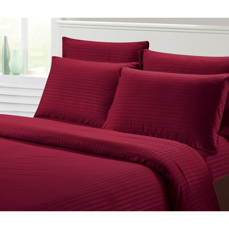 Apthorp Microfiber Striped Sheet Set, Full, Burgundy