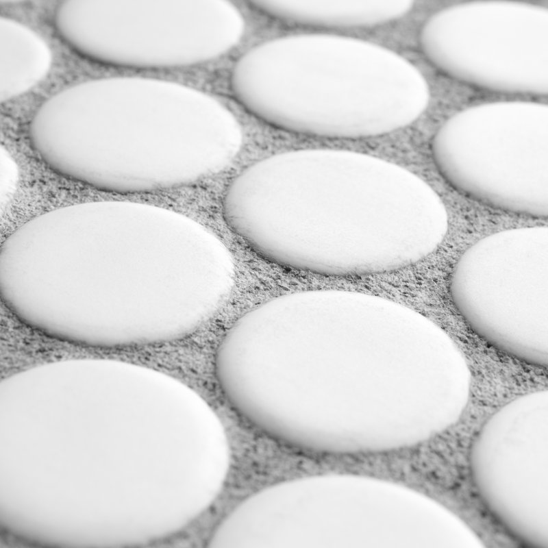 Hudson Penny Round Matte White 11-7/8" x 12-5/8" Porcelain Mosaic Tile