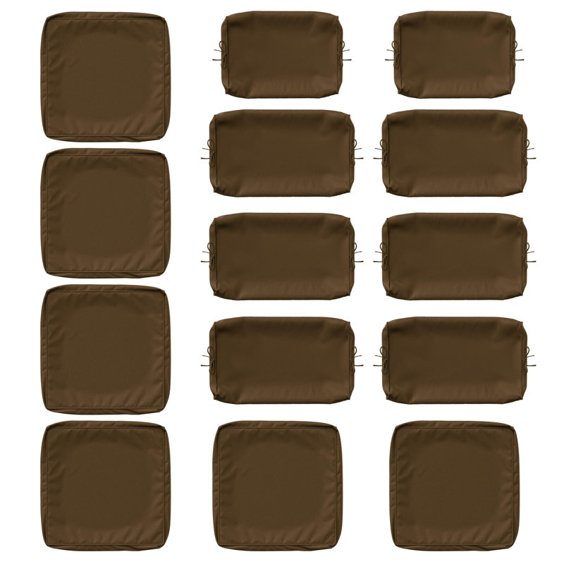 Ensemble de housses de coussin d'extérieur 14 po 14 pièces, seulement 14 housses, Chocolat